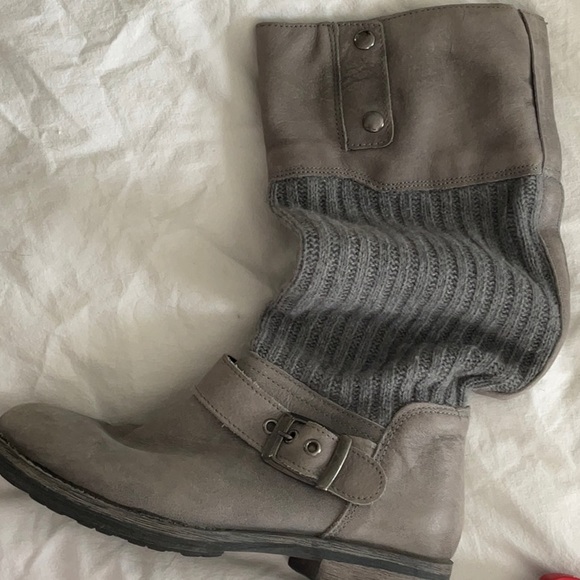 SOFTMOC Italian suede and knit slouch boots - Picture 7 of 10